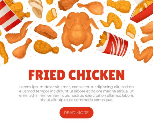 Vector illustration of Crispy Fried Chicken Food Banner Design Vector Template