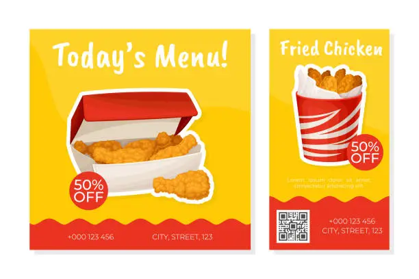 Vector illustration of Crispy Fried Chicken Food Banner Design Vector Template