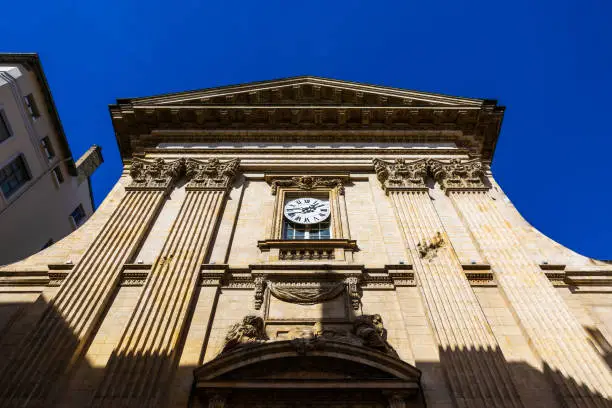 Photo of Facade of the Saint-Polycarpe Church, in classical style, in the Croix-Rousse district in Lyon