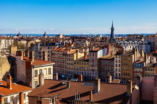 View of Lyon from Place Rouville, in the Croix-Rousse district in Lyon