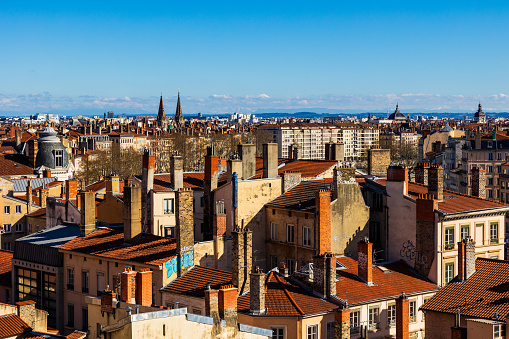 View of Lyon from Place Rouville, in the Croix-Rousse district in Lyon