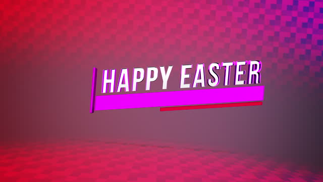 Colorful checkerboard easter greetings - Happy Easter in pink
