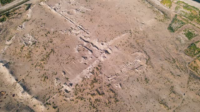 Drone over archaeological sites in the desert