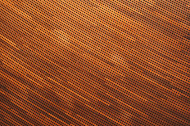 The wooden floor pattern wall has eroded grooves.