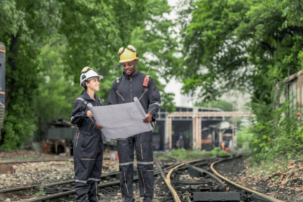 istock Engineers use blueprints for rail maintenance and troubleshooting to ensure safe train operations. 2130148272