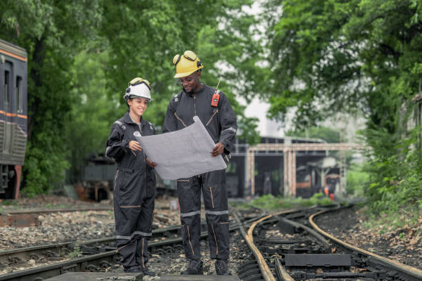 istock Engineers use blueprints for rail maintenance and troubleshooting to ensure safe train operations. 2130151507