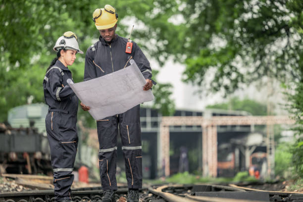 istock Engineers use blueprints for rail maintenance and troubleshooting to ensure safe train operations. 2130152606