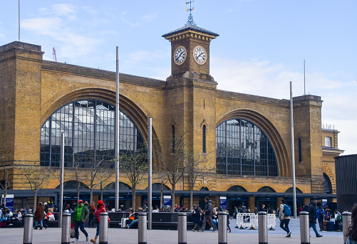 London, UK - April 1 2024: King's Cross railway station daytime exterior view