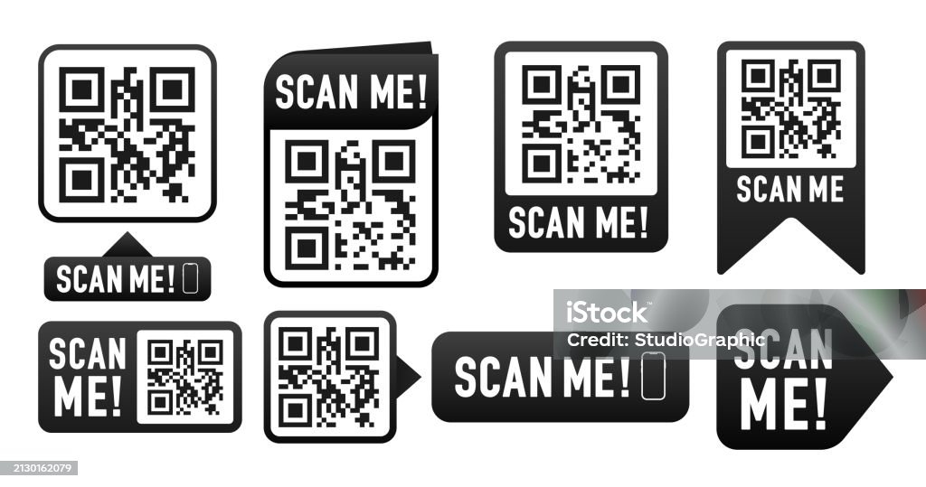 Qr Code Vector Frames Set Scan Me Your Phone Tag Qr Code Mockup Layout ...