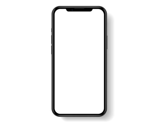 istock 3D realistic high quality smartphone mockup with isolated background. Smart phone mockup collection. Device front view. 3D mobile phone with shadow on white background. 2130169068