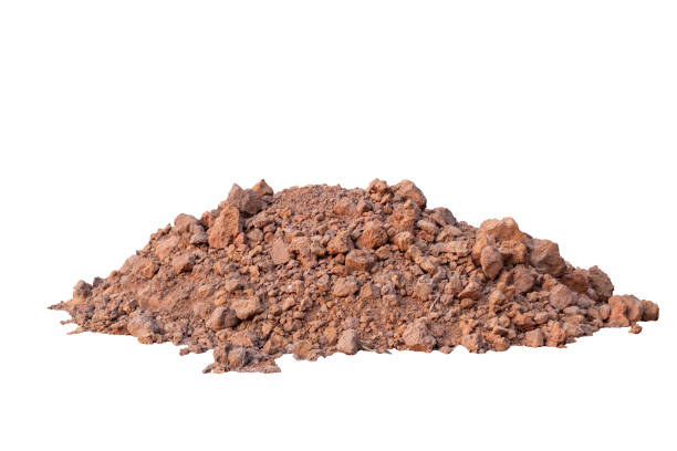 Pile of soil prepare for use in construction. on isolated white background with clipping path