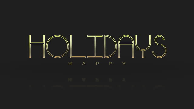 Happy Holidays logo golden text on black background