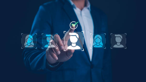istock Human resource management, HR professional to selective career recruitment sites for finding new talent. Unemployment in job search by allowing them to register their resume, schedule job interview. 2130200807