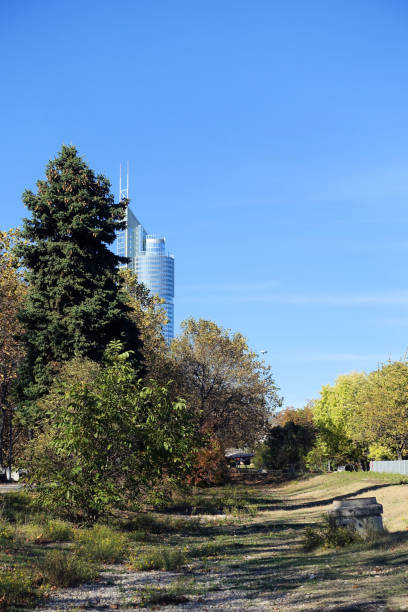 istock Vienna, Path near the Danube with the Millenium Tower in the background 2130222265