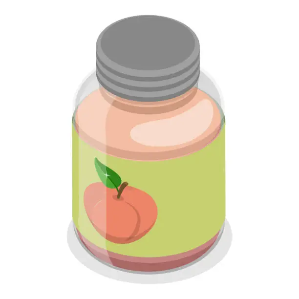 Vector illustration of 3D Isometric Flat Vector Set of Jam Glass Jars. Item 4