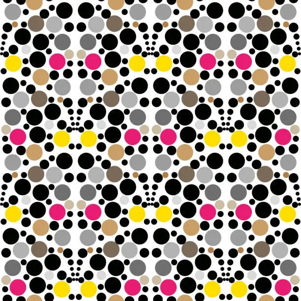 Vector illustration of Seamless graphic vector pattern consisting of multi-colored circles in art deco style