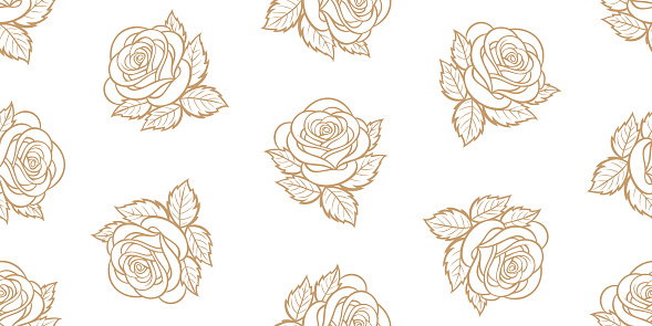 Seamless pattern with flowers. Seamless pattern with hand drawn roses. Vector illustration. Design for banner, poster or print.