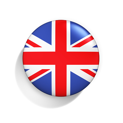 Badge with Flag of the United Kingdom isolated on the white background