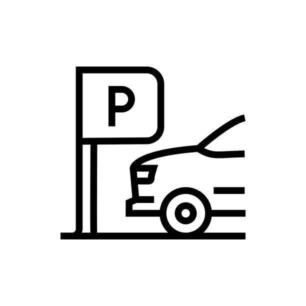 stockillustraties, clipart, cartoons en iconen met car parking line icon. - parkeren