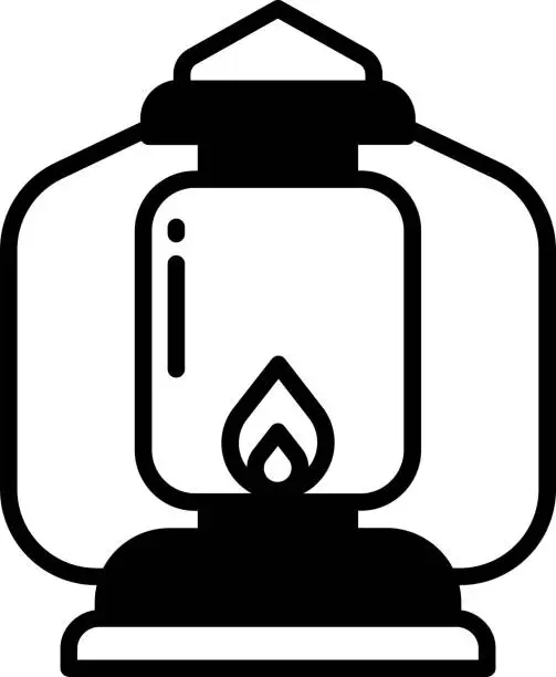 Vector illustration of Lantern glyph and line vector illustration