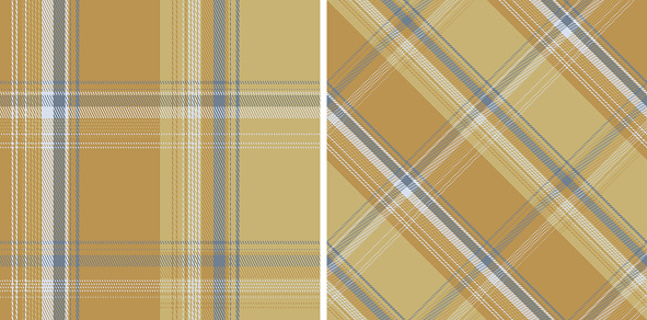 Plaid seamless vector tartan patterns set. Colored straight and oblique scottish cage texture. Fashionable checkered wallpaper. Printing on fabric, shirt, textile, curtain and tablecloth.