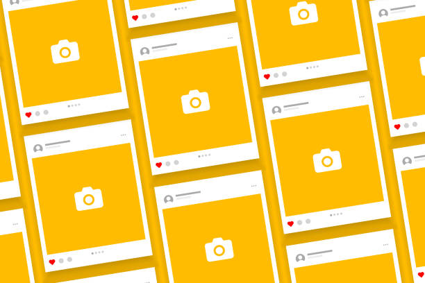 bildbanksillustrationer, clip art samt tecknat material och ikoner med social media carousel post template mockup. mobile app interface with blank pictures, editable posts. scroll frame pages, social media photography. - sociala-medier