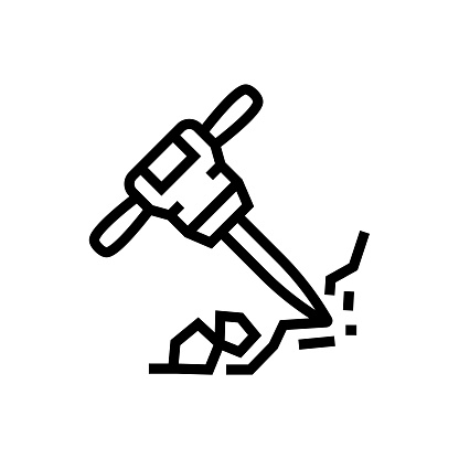 Jackhammer line icon. Construction industry.