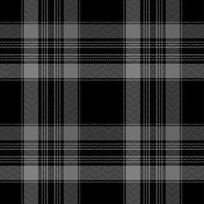 Black and white plaid seamless pattern. Modern fashion cage herringbone texture. Vector graphics of printing on fabrics, shirts, textiles, curtains.
