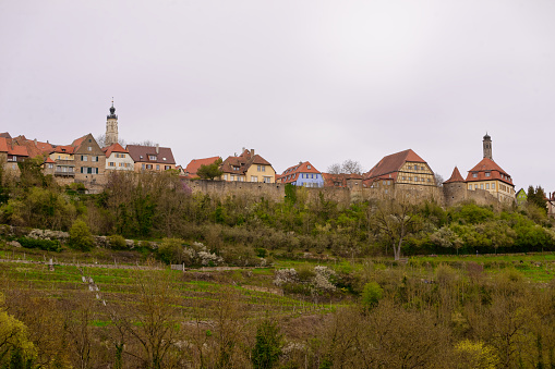 Spring day in the medieval town of Rothenburg ob der Tauber 1/04/2024