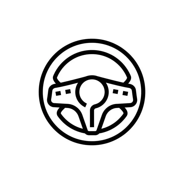 Vector illustration of Steering wheel line icon.