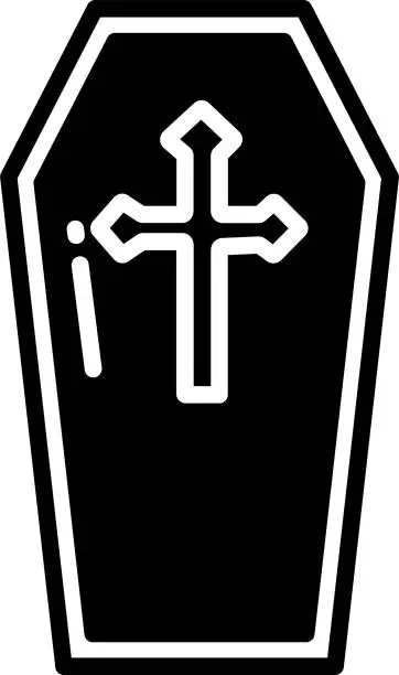 Vector illustration of Coffin glyph and line vector illustration