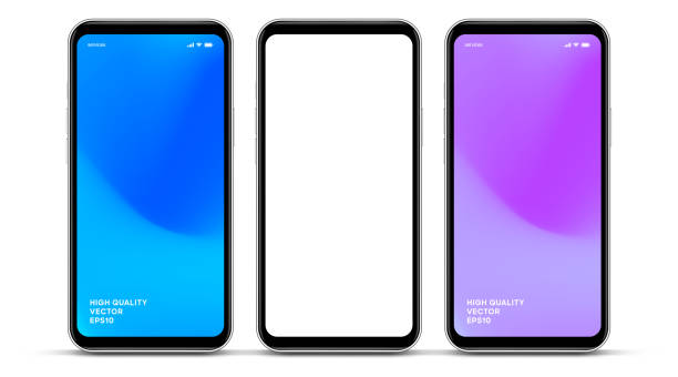 istock 3D realistic high quality smartphone mockup with isolated background. Smart phone mockup collection. Device front view. 3D mobile phone with shadow on white background. 2130523451