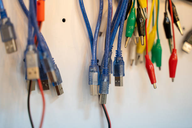 istock Close up lots of cables in the computer lab. 2130537640