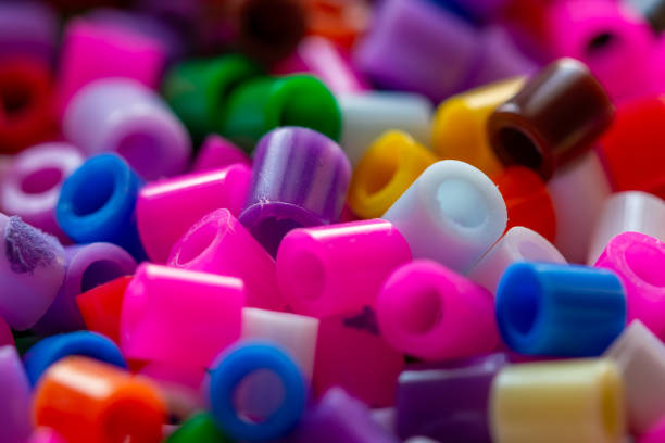 Close view of multicolored beads used for craft purpose.