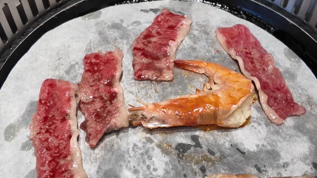 Korean style meat and seafood barbecue