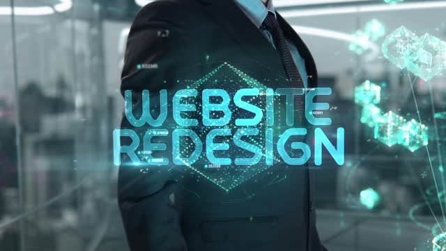 Businessman with Website Redesign hologram concept