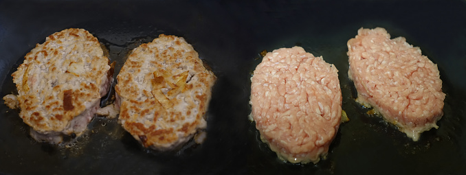 Minced veal steaks being cooked on the barbecue