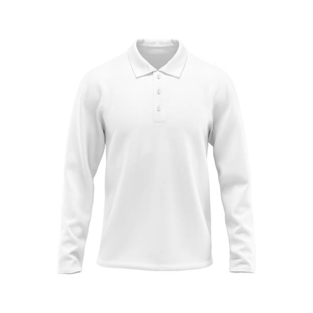 Long Sleeve Polo T-Shirt Image An image of a Long Sleeve Polo T-Shirt Isolated on a white background white long sleeve shirt stock pictures, royalty-free photos & images