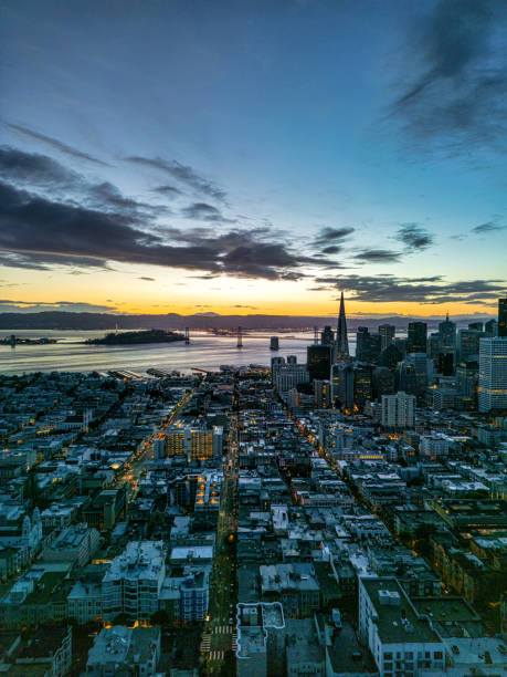 Blue Hour Aerial View of San Francisco