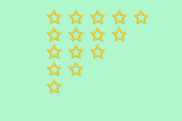 Gold, gray five stars shape on a green background. Rating stars with tick. Feedback evaluation. Rank quality. Check boxes