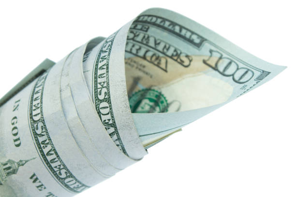 istock dollars, banknotes on white background. Top view. black friday, sale 2130683631