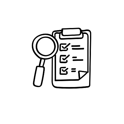 Hand Drawn flat icon for research