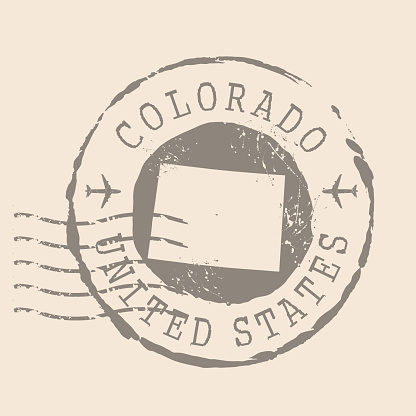 Stamp Postal of Colorado. Map Silhouette rubber Seal.  Design Retro Travel. Seal  Map of Colorado grunge  for your design. United States.  EPS10