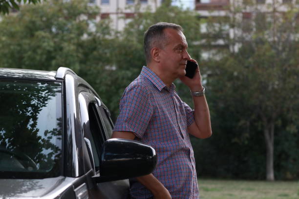 istock Casual man have talk on phone 2130778635