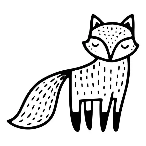 Vector illustration of Doodle Fox