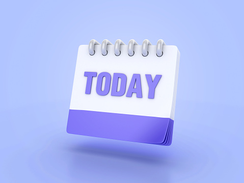 Calendar with Today Word - Colored Background - 3D Rendering