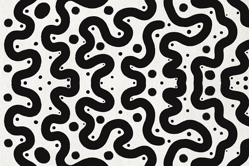 Monochrome seamless pattern featuring fluid, organic shapes for background use