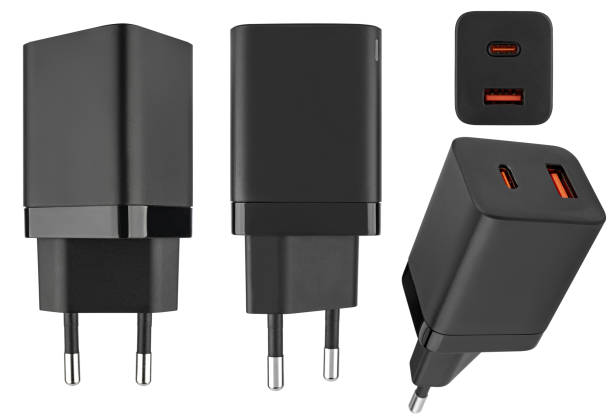 istock Power adapter for tablet phone, on white background in insulation 2131048464
