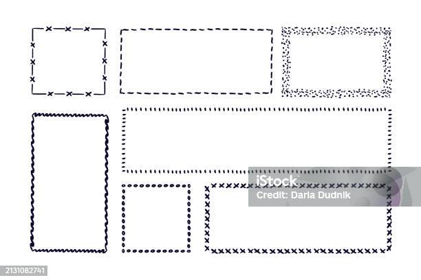 Hand Drawn Rectangular Frames For Text Set Blank Text Boxes In Doodle ...