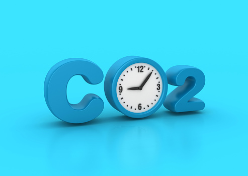 3D Word CO2 with Clock - Color Background - 3D Rendering